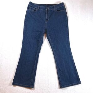 LL Bean Classic Fit Bootcut Jeans Dark Wash Denim Womens Size 16 Petite EUC‎